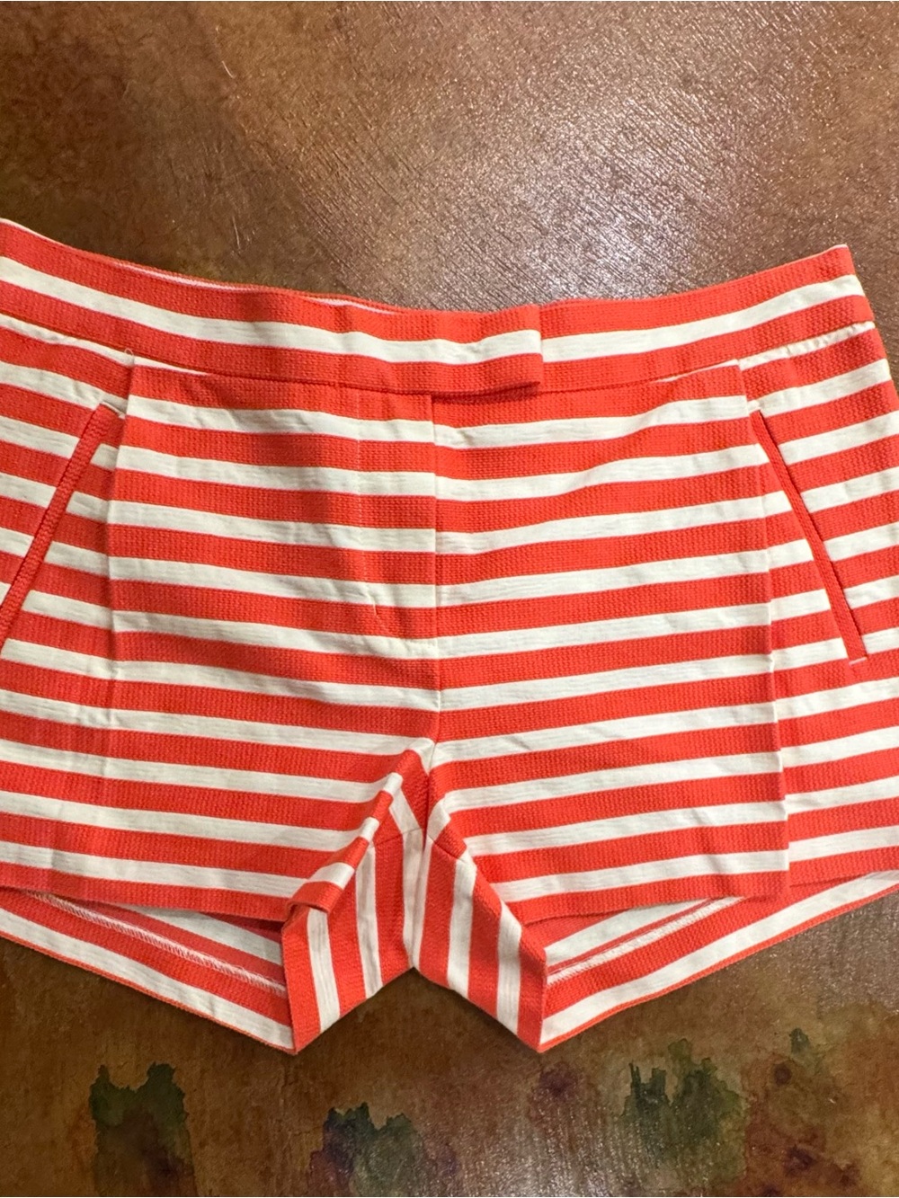 J. Crew Coral and White Striped Bermuda Shorts